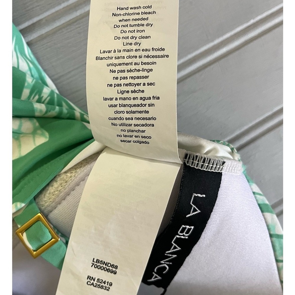La Blanca V Neck Tropical Tankini Tummy Control Top Womens 12 Green White NEW - Picture 14 of 14